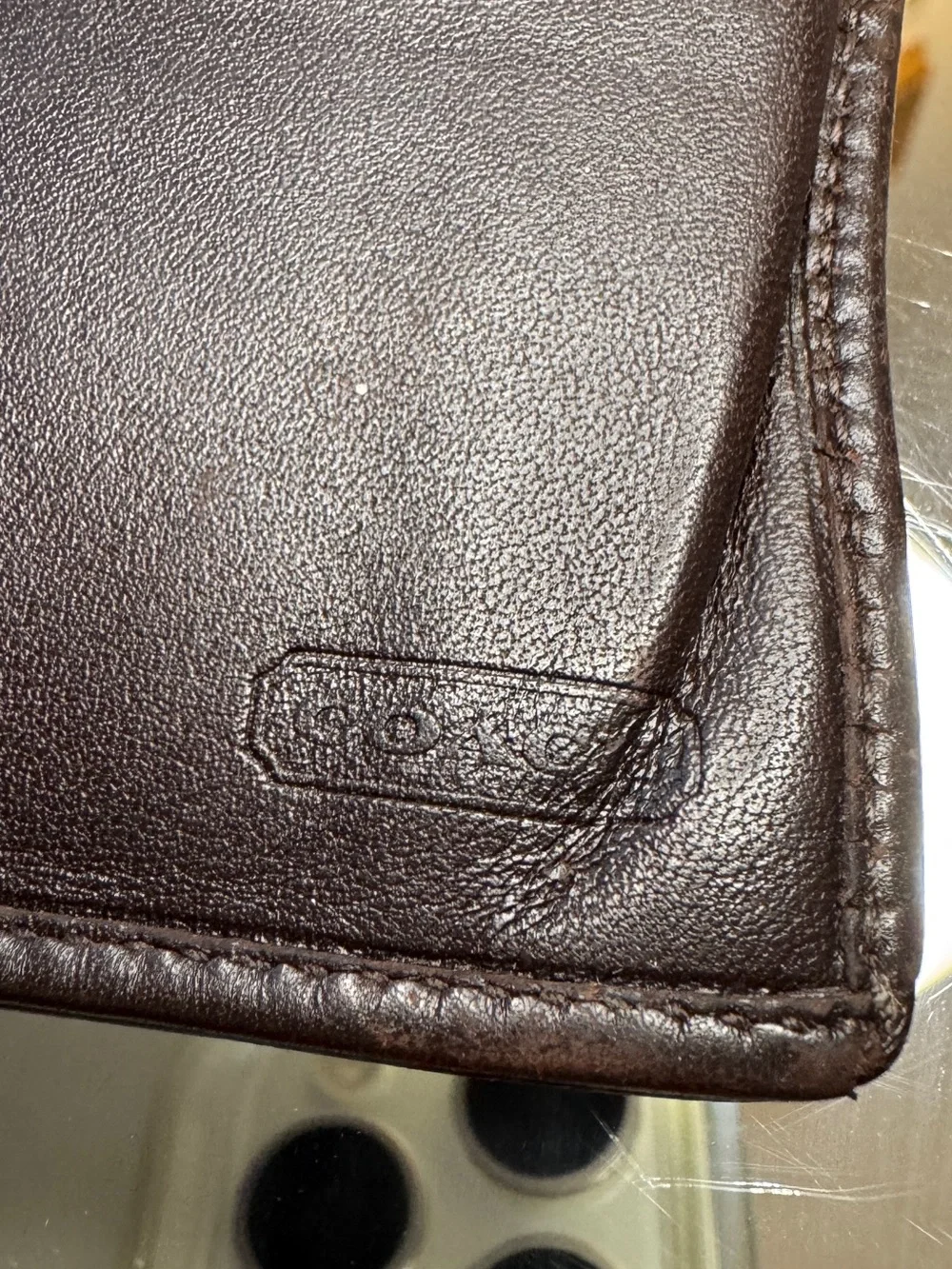 Vintage Coach Brown Leather Bifold Wallet Made in Italy *Heavy Wear